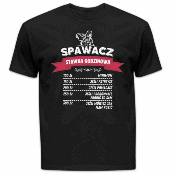 Koszulka męska Spawacz stawka godzinowa czarna