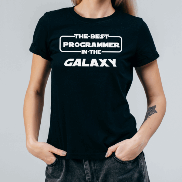 Koszulka damska The best programmer in the galaxy czarna - obrazek 2