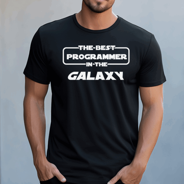 Koszulka męska The best programmer in the galaxy czarna - obrazek 2