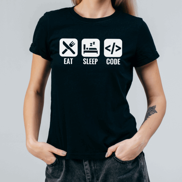 Koszulka damska Eat sleep code czarna - obrazek 2