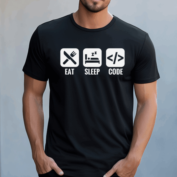 Koszulka męska Eat sleep code czarna - obrazek 2