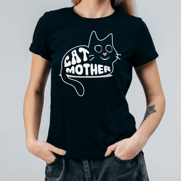 Koszulka damska Cat mother czarna - obrazek 2