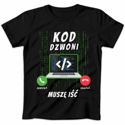 Koszulka damska Kod dzwoni muszę iść czarna