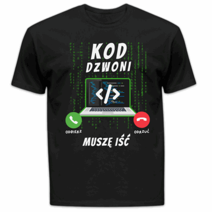 Koszulka męska Kod dzwoni muszę iść czarna