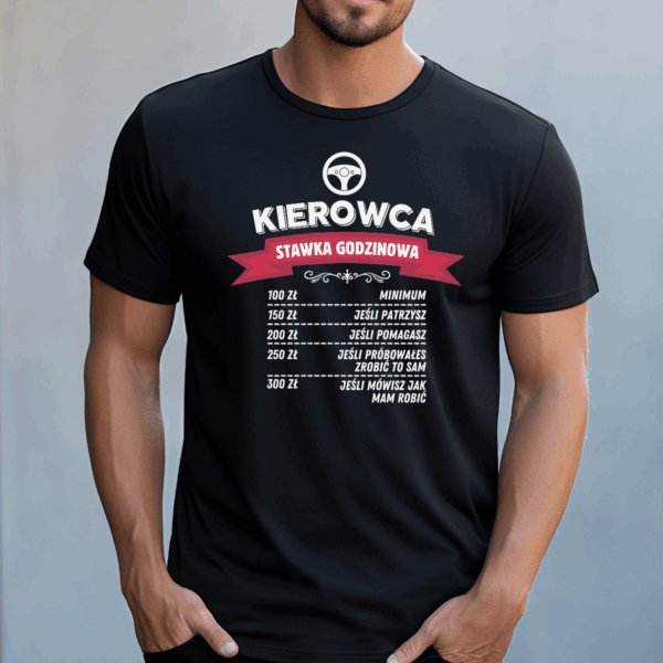 Koszulka męska Kierowca stawka godzinowa czarna - obrazek 2