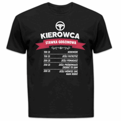 Koszulka męska Kierowca stawka godzinowa czarna
