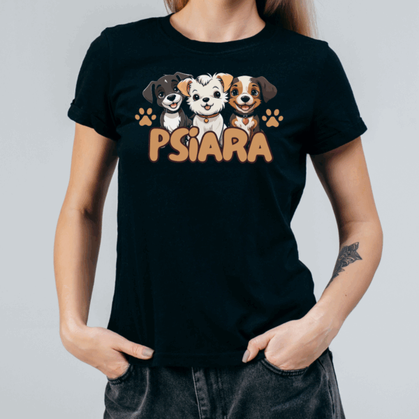 Koszulka damska Psiara czarna - obrazek 2