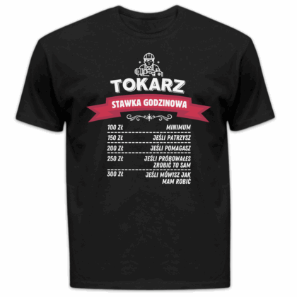 Koszulka męska Tokarz stawka godzinowa czarna
