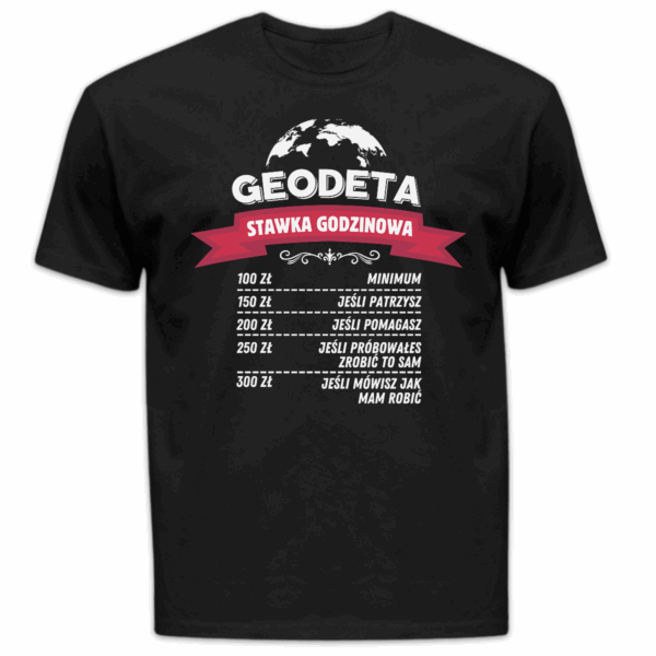 Koszulka męska Geodeta stawka godzinowa czarna