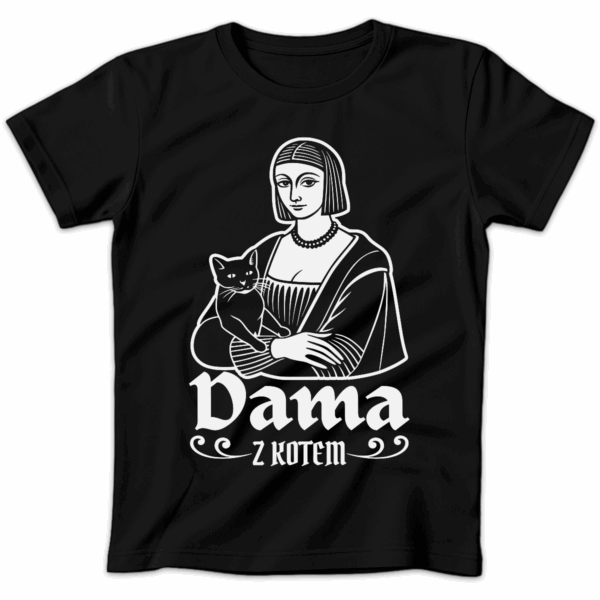 Koszulka damska Dama z kotem czarna