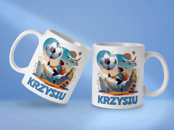 Kubek Piłkarz z plecakiem + imię - obrazek 2
