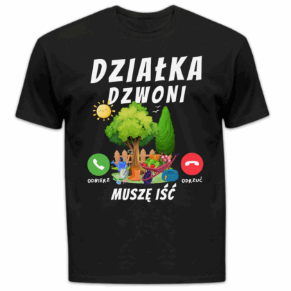 Koszulka męska Działka dzwoni muszę iść czarna