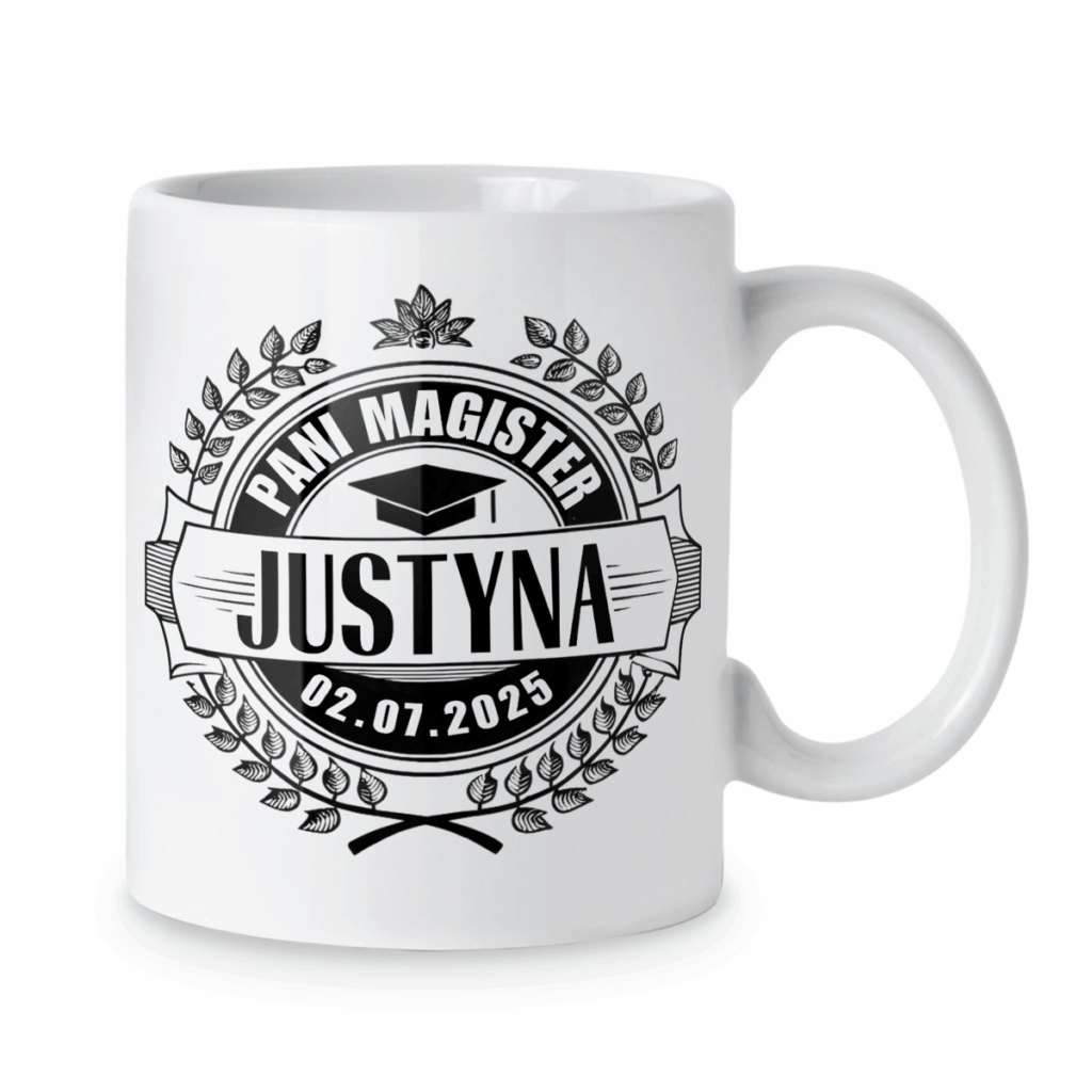 Kubek Pani magister + imię + data