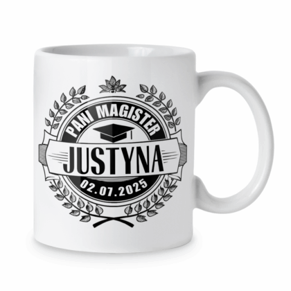 Kubek Pani magister + imię + data