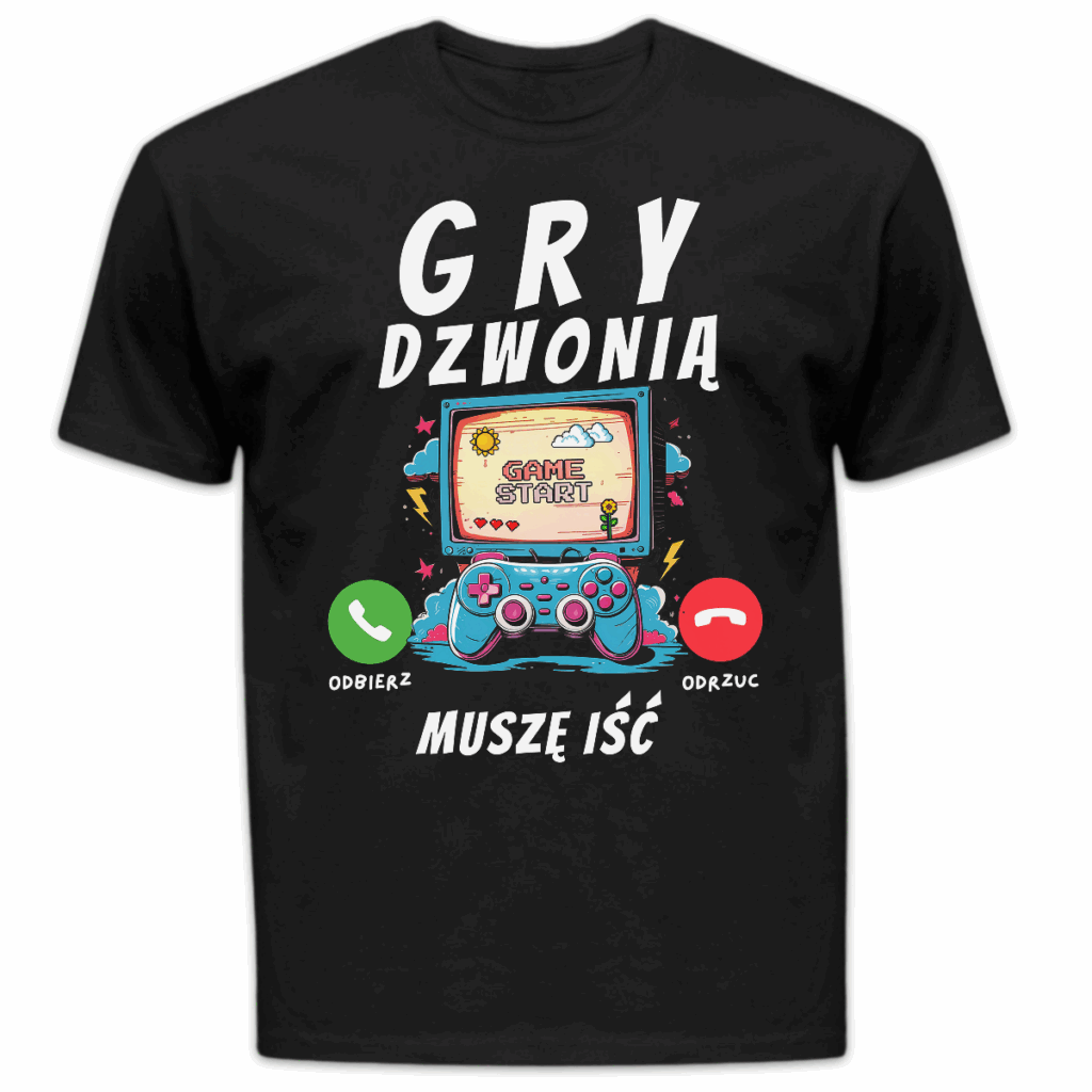 Koszulka męska Gry dzwonią muszę iść czarna