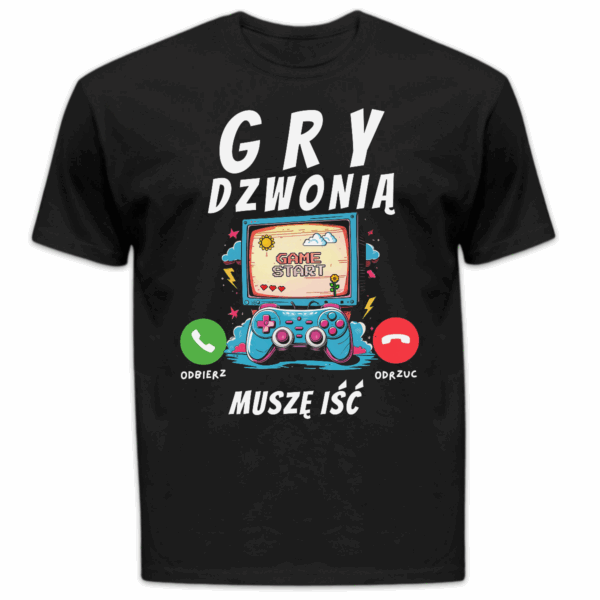 Koszulka męska Gry dzwonią muszę iść czarna