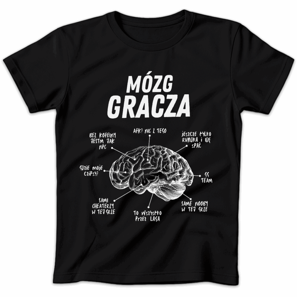 Koszulka damska Mózg gracza czarna