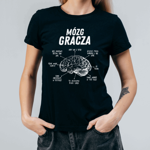 Koszulka damska Mózg gracza czarna - obrazek 2