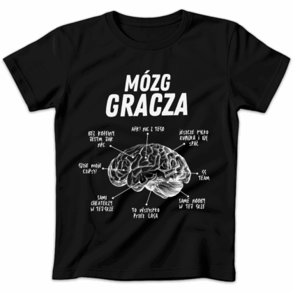 Koszulka damska Mózg gracza czarna