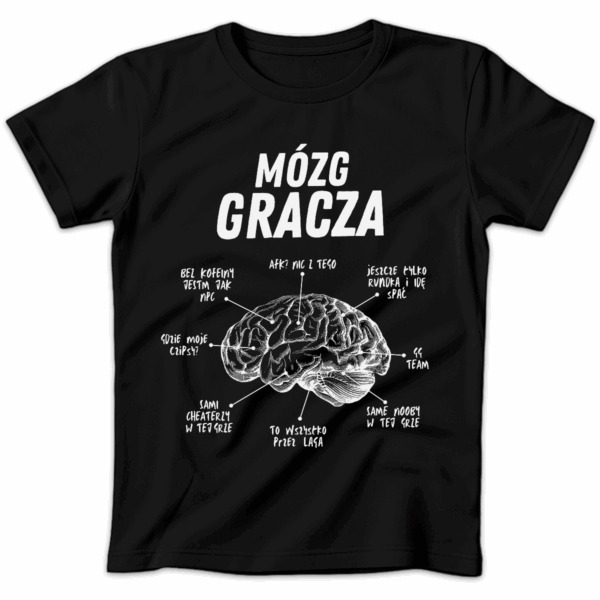 Koszulka damska Mózg gracza czarna