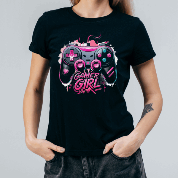 Koszulka damska Gamer girl czarna - obrazek 2