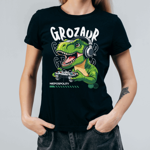 Koszulka damska Grozaur niepospolity czarna - obrazek 2