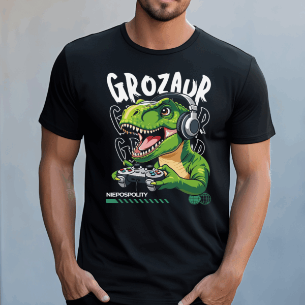Koszulka męska Grozaur niepospolity czarna - obrazek 2