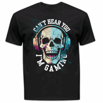 Koszulka męska Can't hear you i'm gaming czarna