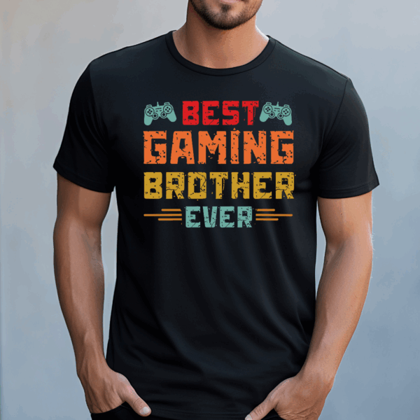 Koszulka męska Best gaming brother ever czarna - obrazek 2