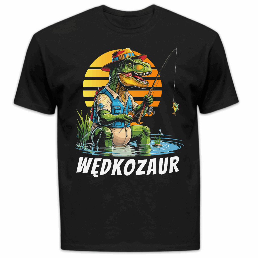 Koszulka męska Wędkozaur czarna