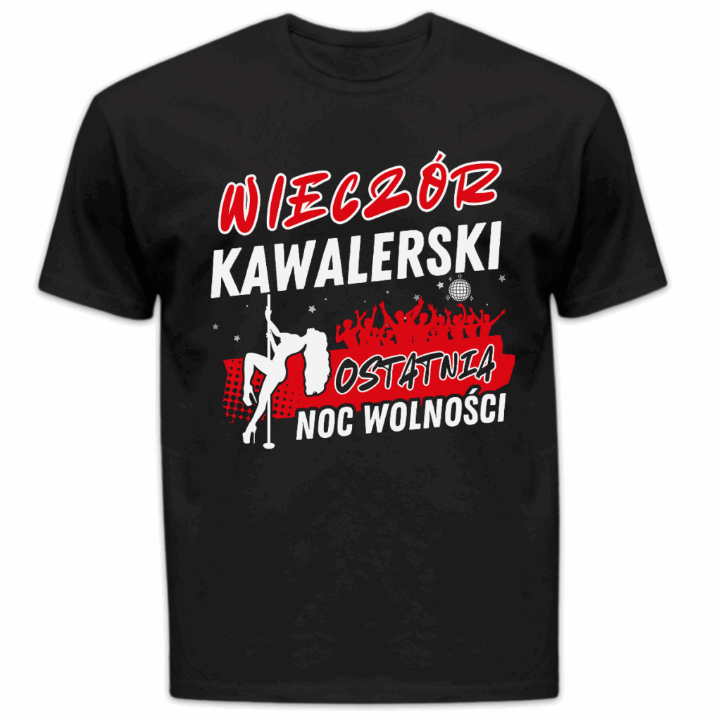 Koszulka męska Wieczór kawalerski ostatnia noc wolności czarna