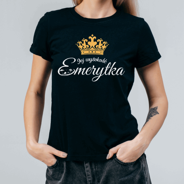Koszulka damska Jej wysokość emerytka czarna - obrazek 2