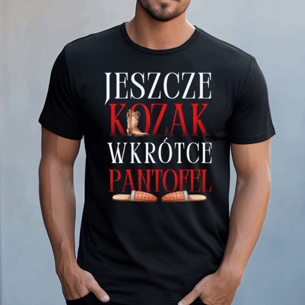Koszulka męska Jeszcze kozak wkrótce pantofel czarna - obrazek 2