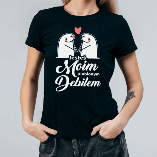 Koszulka damska Jesteś moim ulubionym debilem czarna - obrazek 2