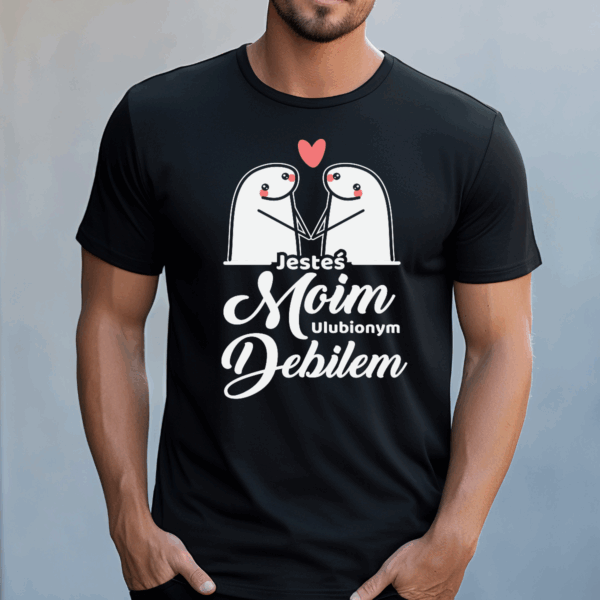 Koszulka męska Jesteś moim ulubionym debilem czarna - obrazek 2
