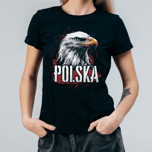 Koszulka damska Polska czarna - obrazek 2