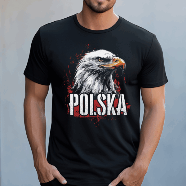 Koszulka męska Polska czarna - obrazek 2