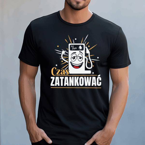 Koszulka męska Czas zatankować czarna - obrazek 2