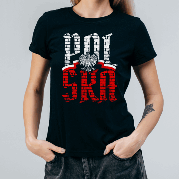 Koszulka damska Polska czarna - obrazek 2