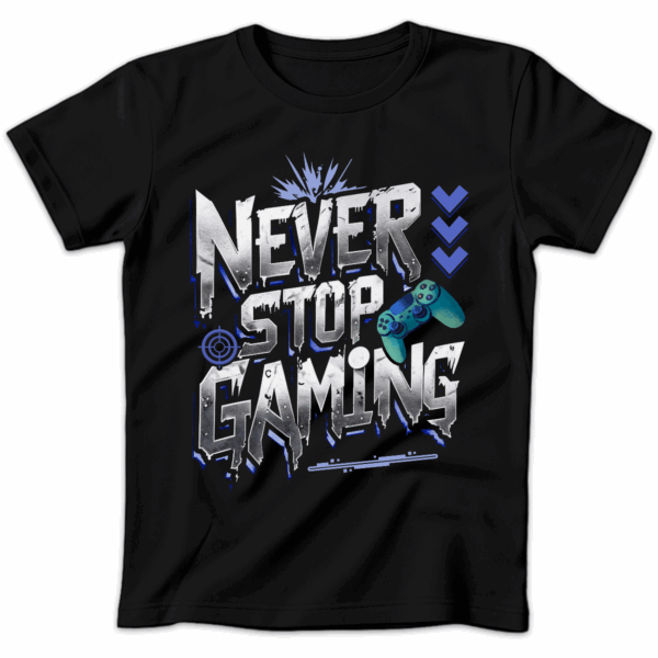 Koszulka damska Never stop gaming czarna