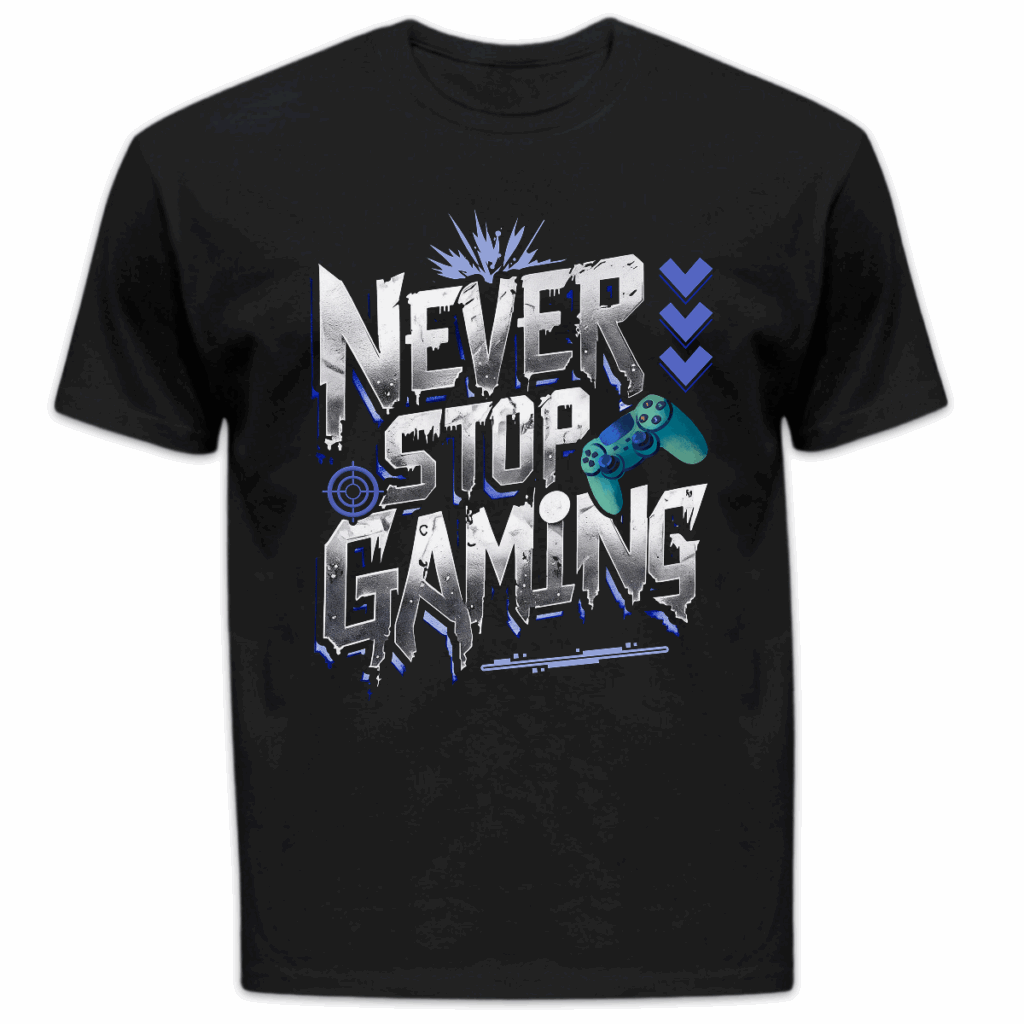 Koszulka męska Never stop gaming czarna