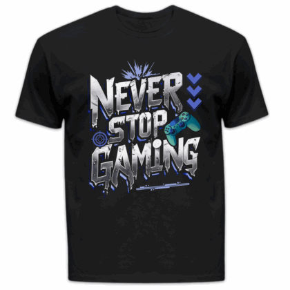 Koszulka męska Never stop gaming czarna