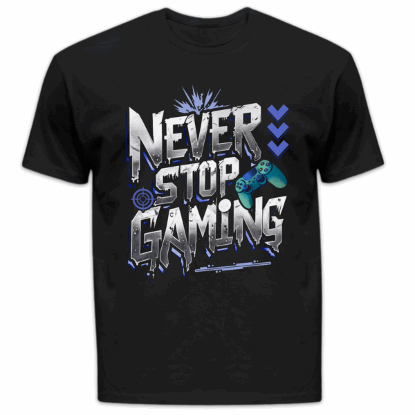 Koszulka męska Never stop gaming czarna