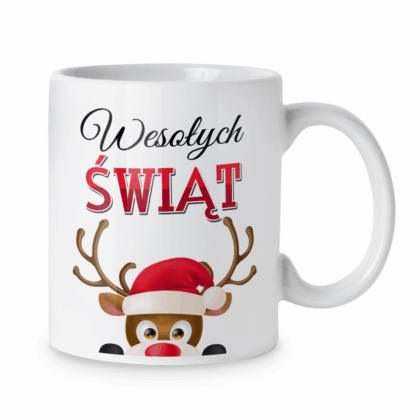 Kubek Wesołych świąt i renifer