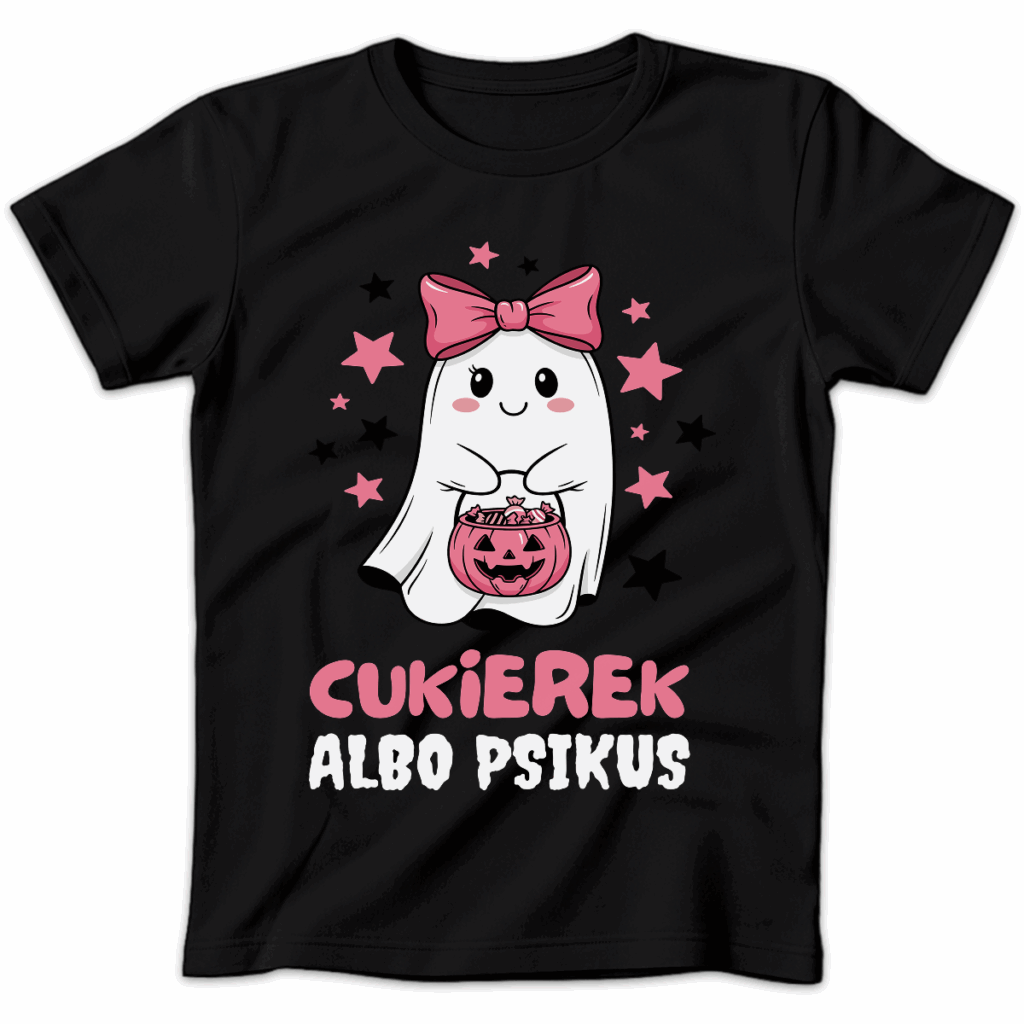 Koszulka damska Cukierek albo psikus czarna