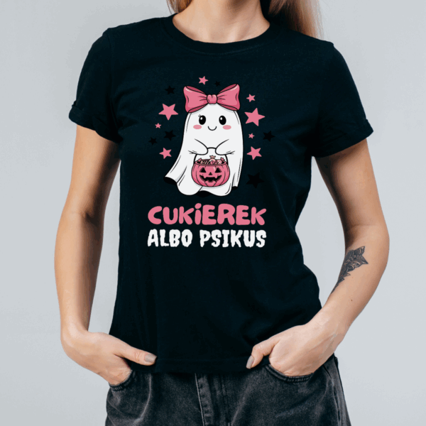 Koszulka damska Cukierek albo psikus czarna - obrazek 2