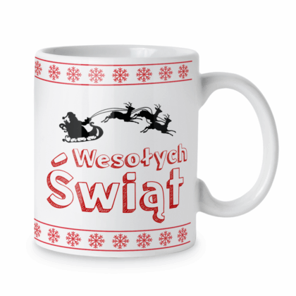 Kubek Wesołych świąt i mikołaj z reniferami