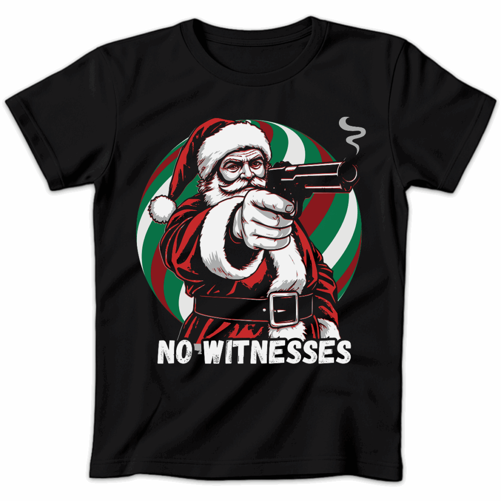 Koszulka damska Mikołaj no witnesses czarna