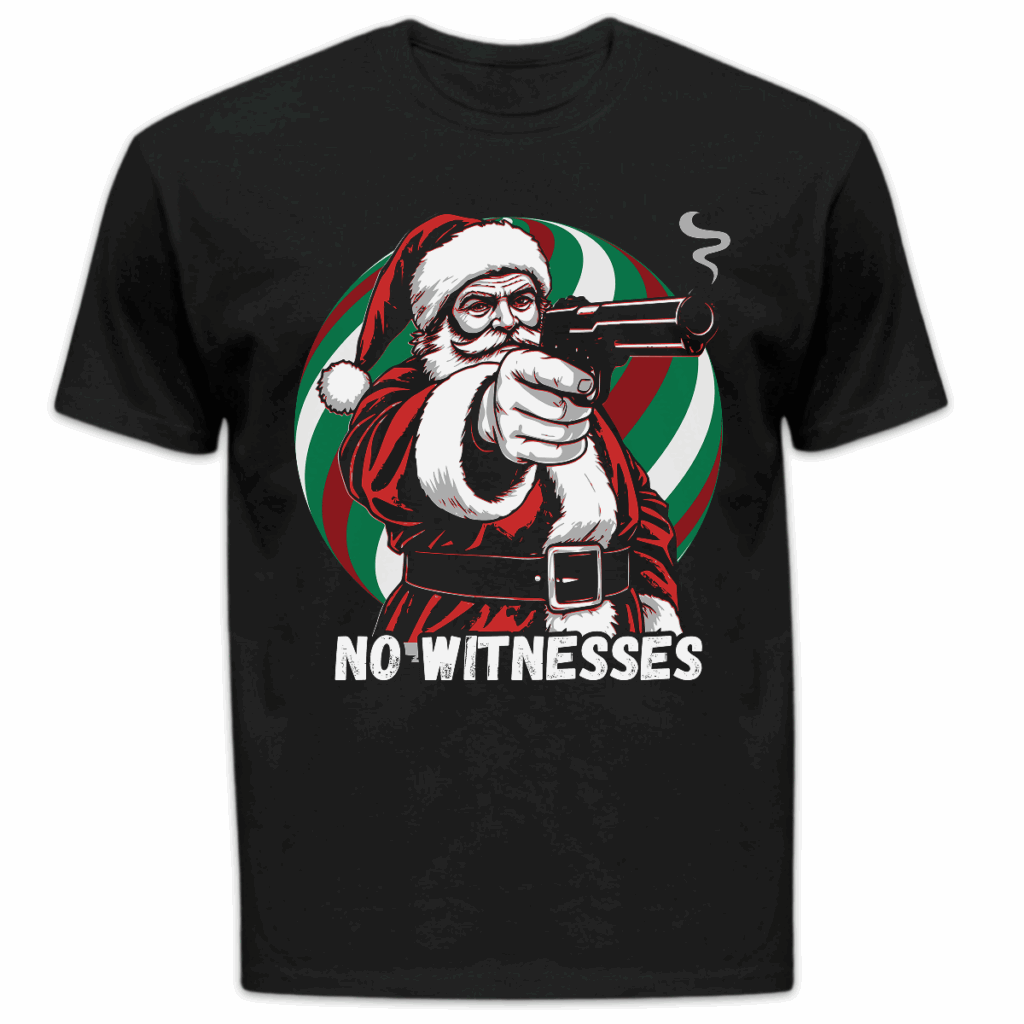 Koszulka męska Mikołaj no witnesses czarna