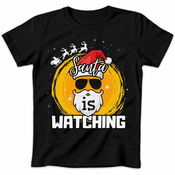 Koszulka damska Santa is watching czarna